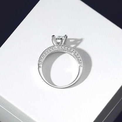 Fine Jewelry | S925 Sterling Silver Princess Cut Moissanite Diamond Ring | VVS1 Clarity Engagement & Wedding Band Gillian