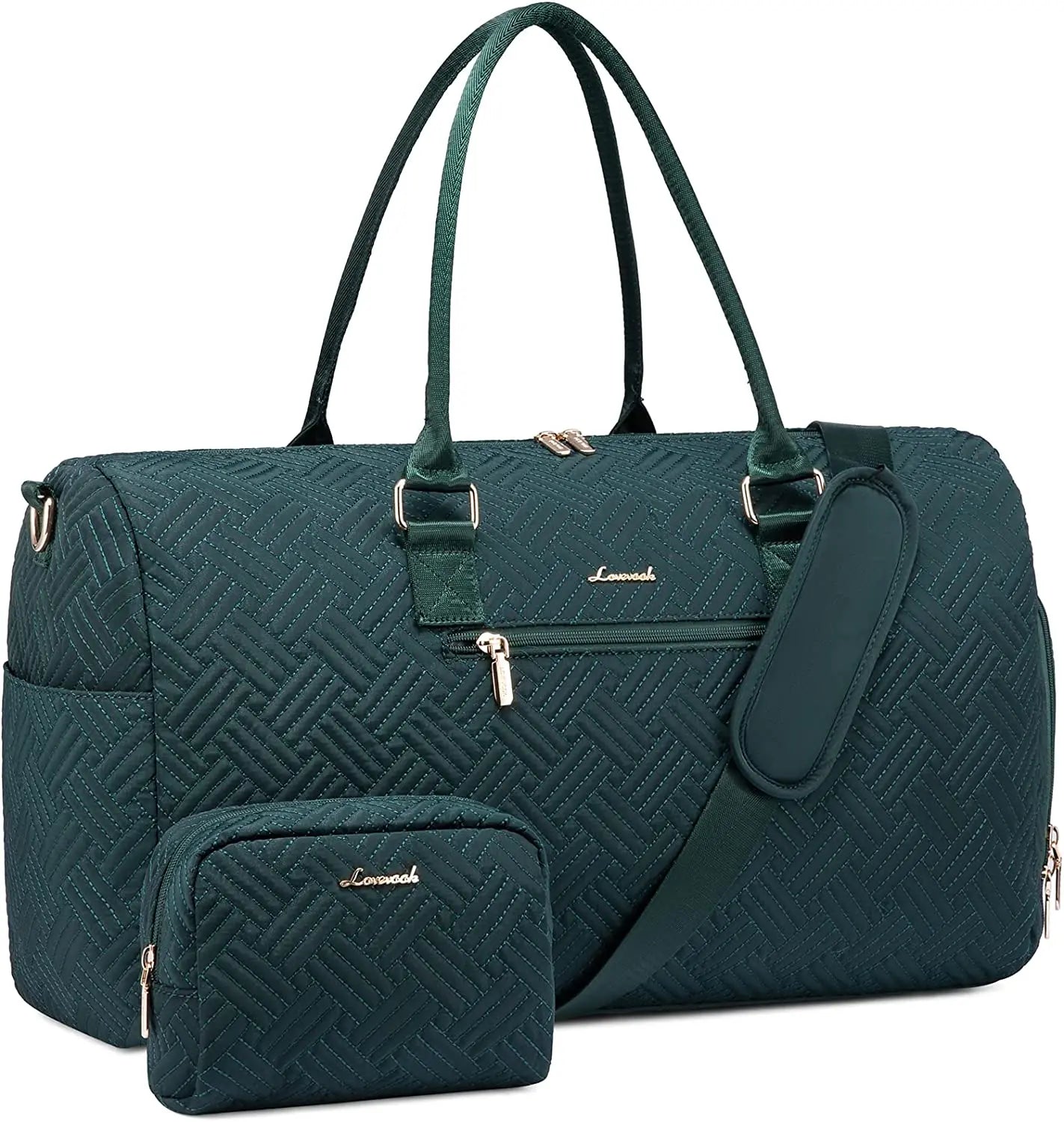 LOVEVOOK 2022 Luxury Quilted Weekender Duffel Bag - Custom Canvas Travel Bag for Men & Women Glazy