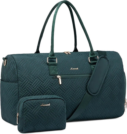 LOVEVOOK 2022 Luxury Quilted Weekender Duffel Bag - Custom Canvas Travel Bag for Men & Women Glazy