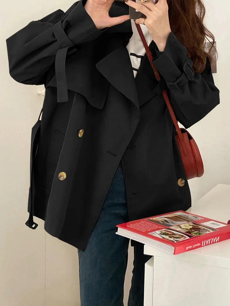 Women's Medium to Long Windbreaker - Korean-Style Loose Casual Coat for Spring & Autumn Cinder