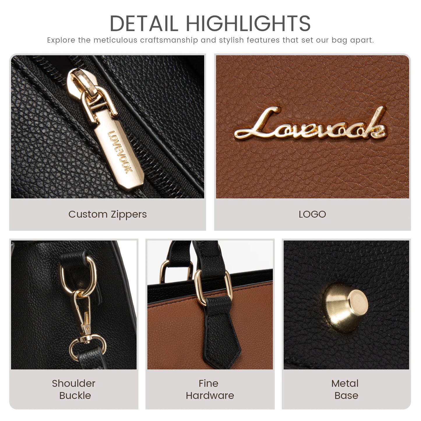 LOVEVOOK 2023 PU Leather Tote Bag Set for Women - 2pcs Handbags & Shoulder Bags Graciela