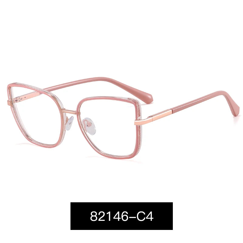 Large Frame Fashion Eyeglasses Women's Anti Blue Light Blocking Glasses