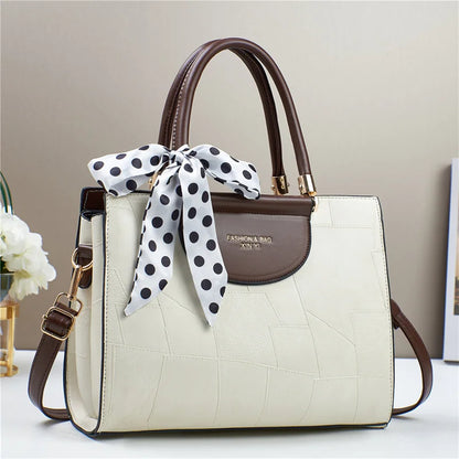 Women’s PU Leather Handbag – New Design Crossbody Bag with Tie Cloth Accent Elisa