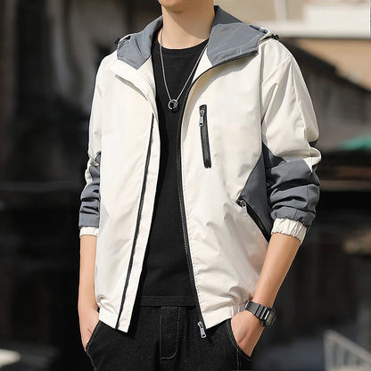 Men's Hooded Windbreaker – Spring & Autumn Slim Fit Jacket, Plus Size Wadded Coat, Lightweight Fashion Pilot Parka Garion