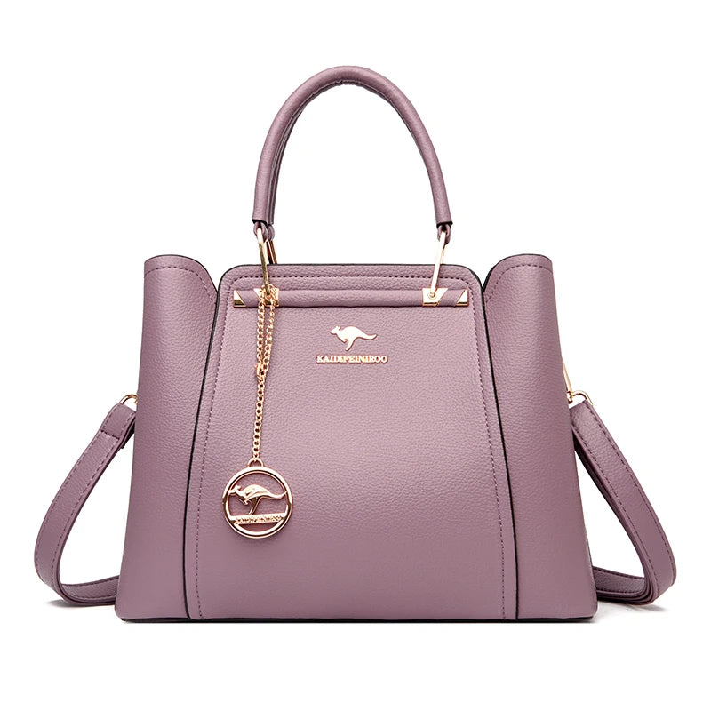 Luxury Leather Handbags for Women - Designer 3-Layer Shoulder & Crossbody Bags, Large Capacity Customized Tote