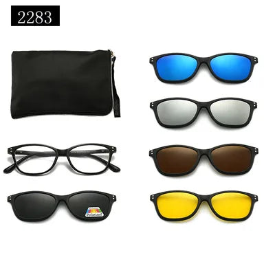 5-in-1 Polarized Magnetic Clip-On Sunglasses for Men & Women – Optical Frame with Magnet Clip-On Sun Glasses Robb