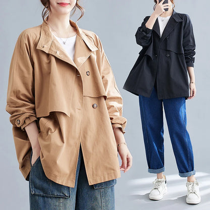 Autumn Women's Trench Coats | Stylish Stand-Up Collar, Casual & Versatile Loose Fit Alanna