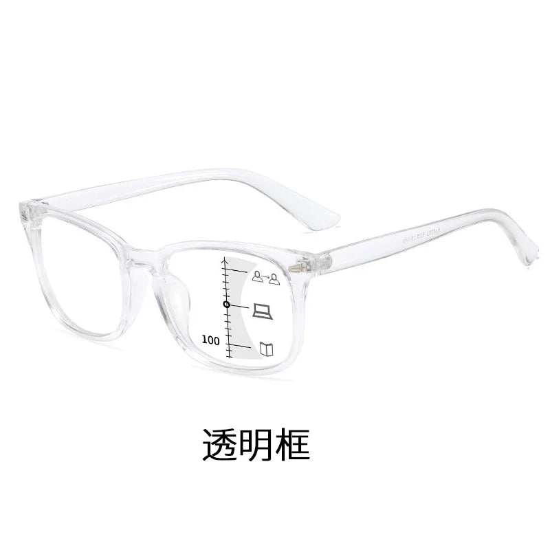 Progressive Multifocus Anti-Blue Light Reading Glasses - Auto Zoom Bifocal Presbyopic Eyewear for Distance & Near Vision Skylar