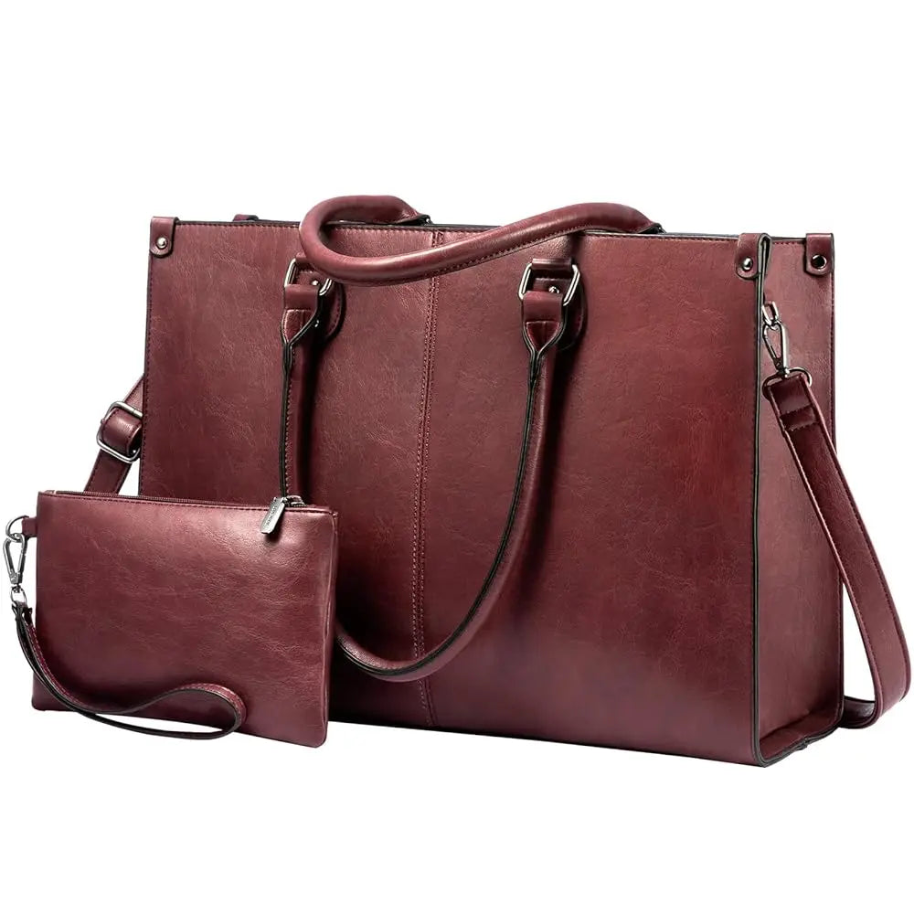 LOVEVOOK Women's PU Leather Tote - High-Quality 15.6-Inch Laptop Bag, Large Capacity Handbag Juliette
