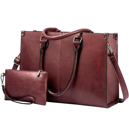 LOVEVOOK Women's PU Leather Tote - High-Quality 15.6-Inch Laptop Bag, Large Capacity Handbag Juliette