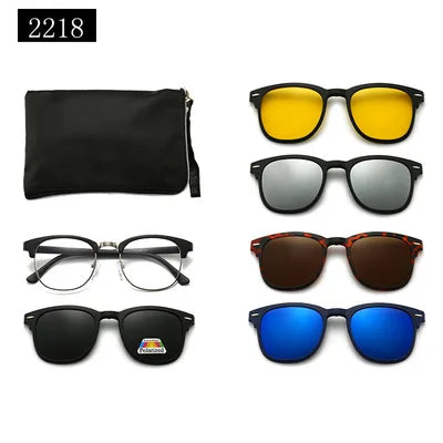 5-in-1 Polarized Magnetic Clip-On Sunglasses for Men & Women – Optical Frame with Magnet Clip-On Sun Glasses Robb