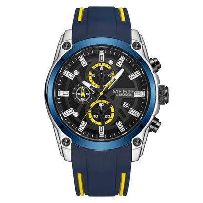 MEGIR 2144 Men's Chronograph Wristwatch - Silicone Band Sport Watch for Men, Relojes Para Hombres
