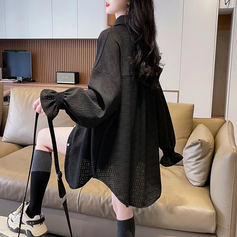 Women's Summer Loose Polo Collar Thin Cardigan – Breathable Sun Protection Coat & Medium-Long Shirt Glenda
