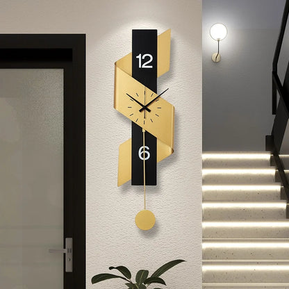Modern 3D Metal Wall Clock – 80x24cm Quartz Clock with Creative Stereo Design for Contemporary Living Room Decor