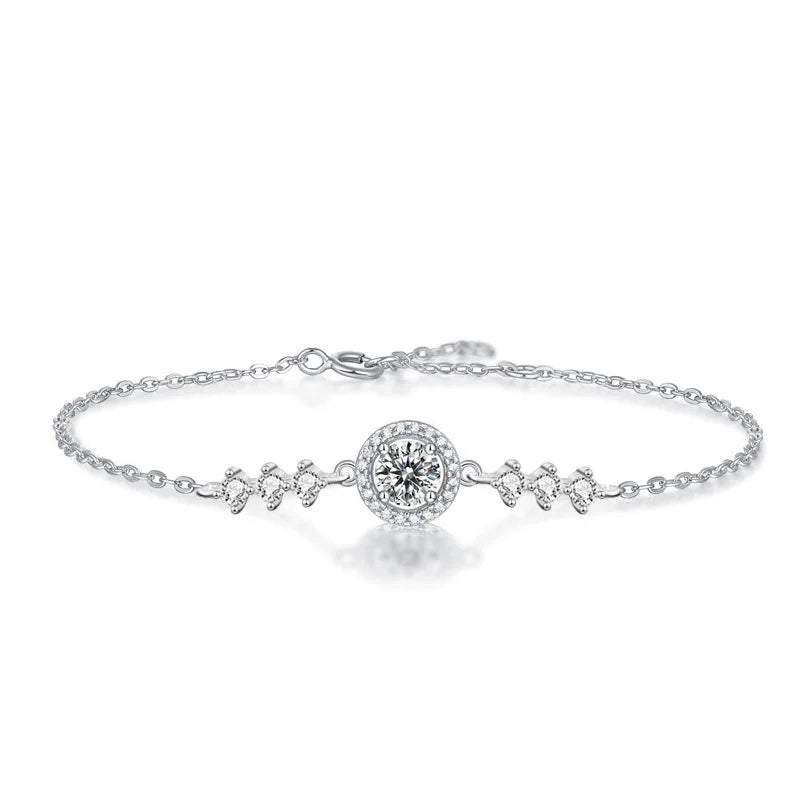 Elegant S925 Silver Moissanite Bracelet: Round Bag Design Feyre