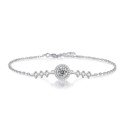 Elegant S925 Silver Moissanite Bracelet: Round Bag Design Feyre