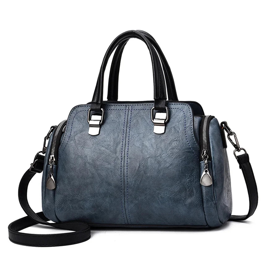 Leather Handbags for Women and Girls – Stylish Ladies' Tote and Shoulder Bags with Side Pocket Design