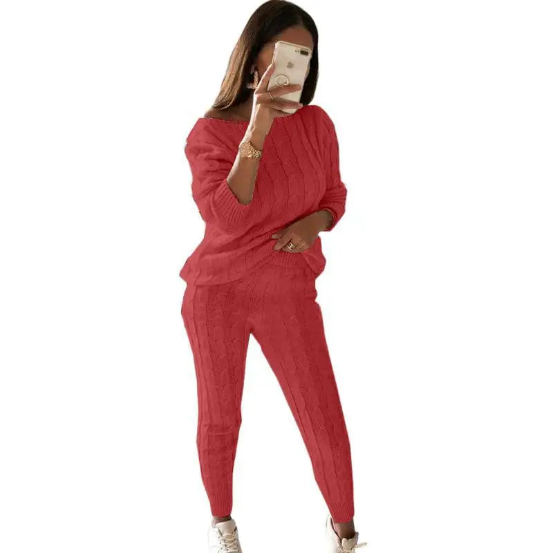 Women's Multi-Color Turtleneck Sweater Set - Drop Shoulder Knitwear for Comfortable Fall Fashion Lavinia