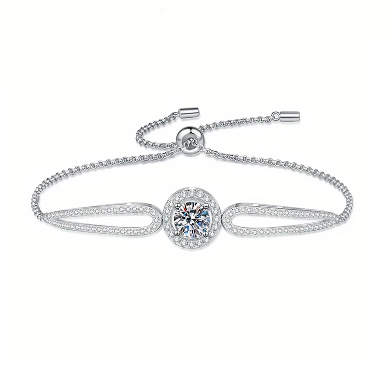 Exquisite 1ct Round Moissanite Bracelet – Claw-Setting 925 Sterling Silver Chain Jewelry for Women Erich