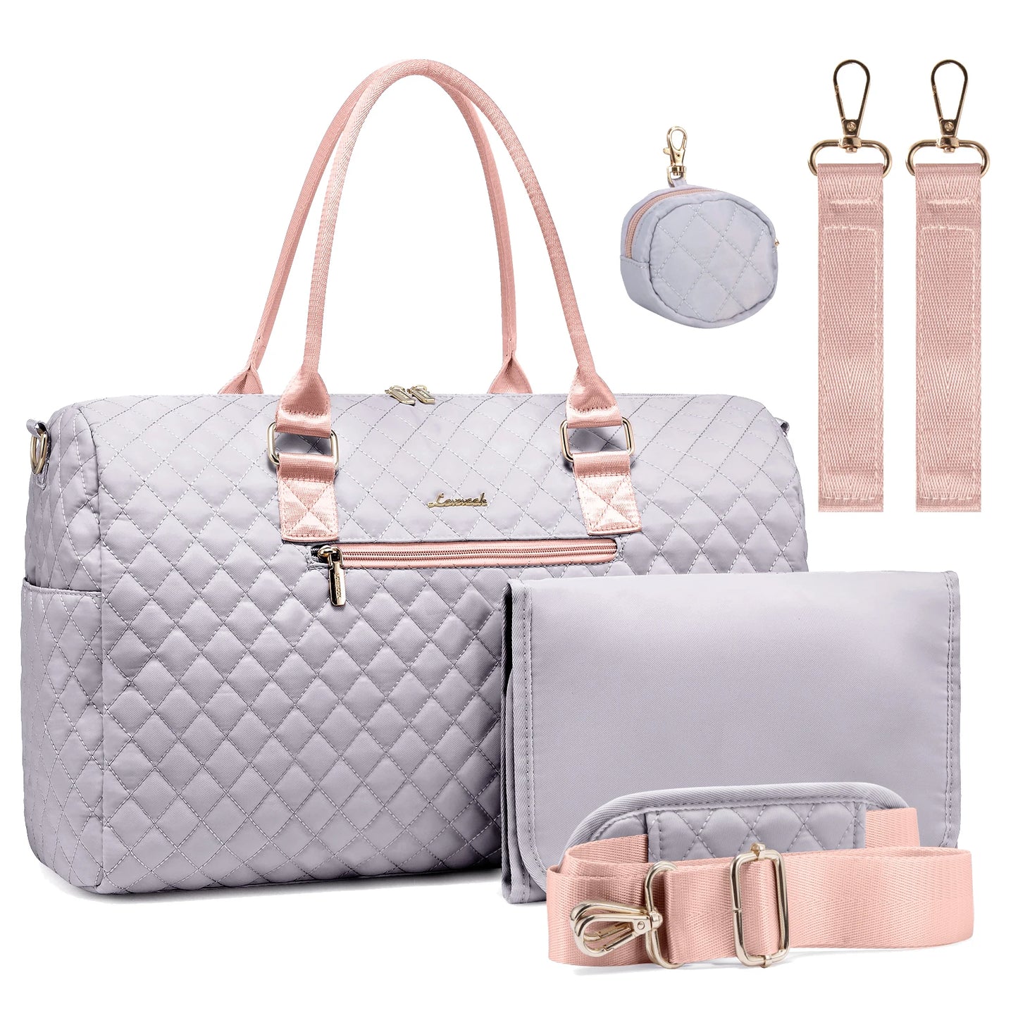 Waterproof Mommy Travel Bag | Large Capacity Duffle with Changing Pad & Pacifier Case Sarah