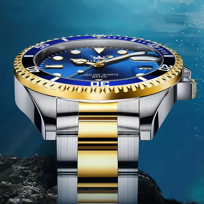 OLEVS 5885 Diamond Watch for Men – Fashionable Business Quartz Wristwatch with Steel Band, Waterproof, Luminous, and Sport Design