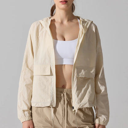 Women’s Quick‑Dry Yoga Jacket – Long‑Sleeve Zipper Fitness Top with Hood for Running & Sun Protection Mary Kay