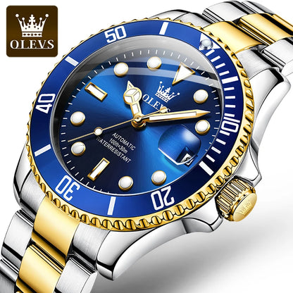 OLEVS 6605 Men's Luxury Watch - Automatic Mechanical, Stainless Steel Band, Elegant Relogio Montre Homme Wristwatch