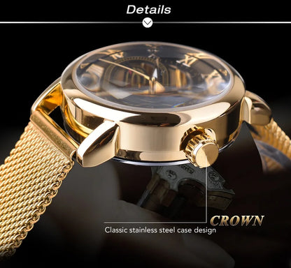 Forsining Women’s Skeleton Watch | Stainless Steel Transparent Mechanical Wristwatch – Waterproof Luxury Watch for Women