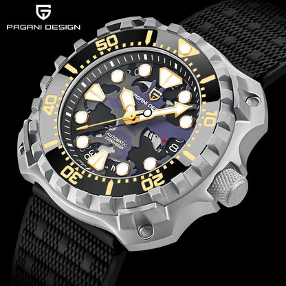 PAGANI DESIGN PD YN009 Men's Mechanical Watch - Camouflage Hollow Automatic NH35 Movement, 200M Waterproof Dive Watch