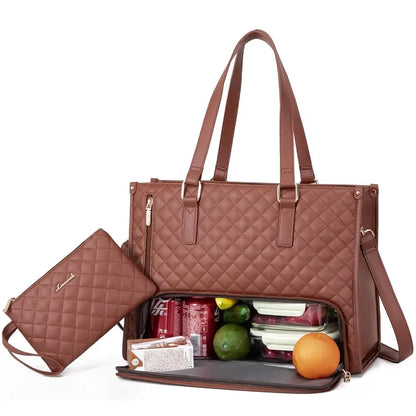 Women’s Laptop Handbag & Insulated Cooler Lunch Bag, Waterproof for Work, School, or Travel|
 2pcs Ladies Shoulder Bags Set