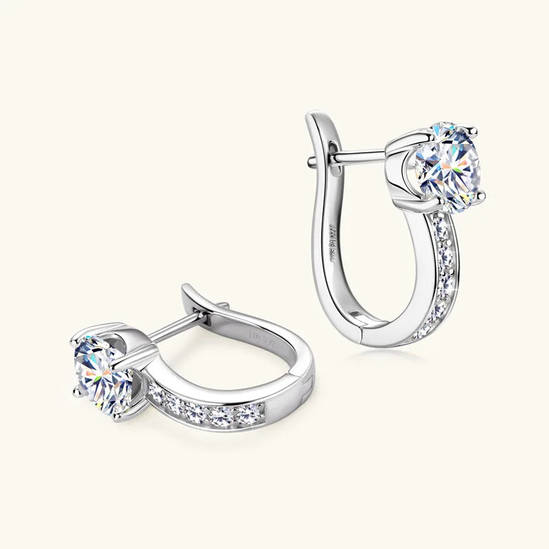 Minimalist 925 Sterling Silver Hoop Earrings for Women – Shiny Moissanite, Gold Plated Design