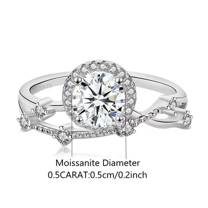 Elegant 0.5 Carat Moissanite Ring in 925 Sterling Silver – Perfect Engagement, Wedding, or Proposal Gift for Her