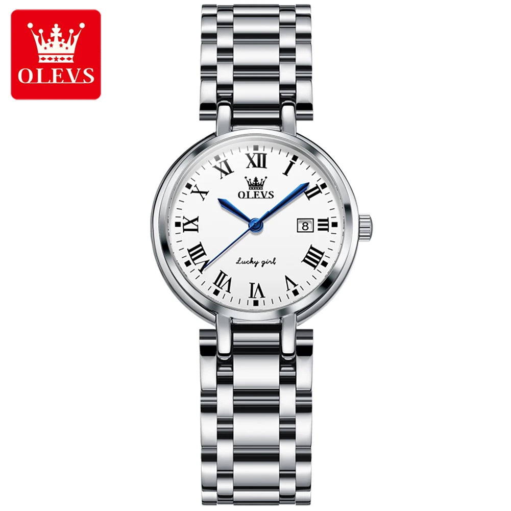 OLEVS Women’s Quartz Watch – Silver, Waterproof, Fashionable Design