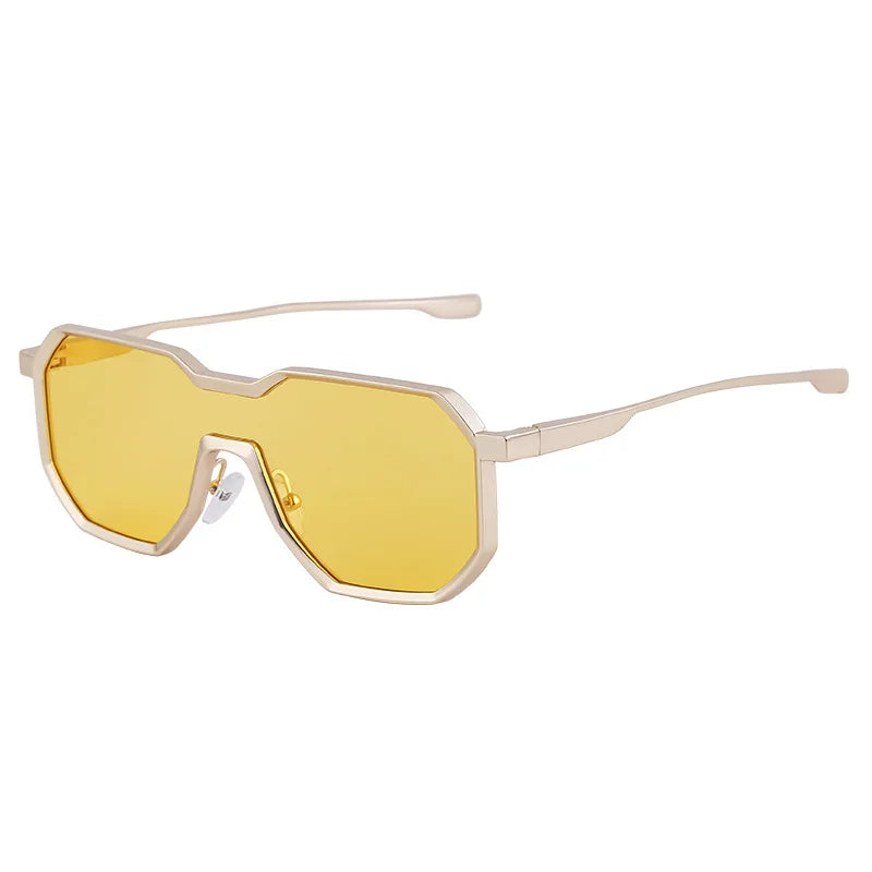 Steampunk Metal Frame Sunglasses for Men | Irregular One-Piece UV400 Designer Shades Logan