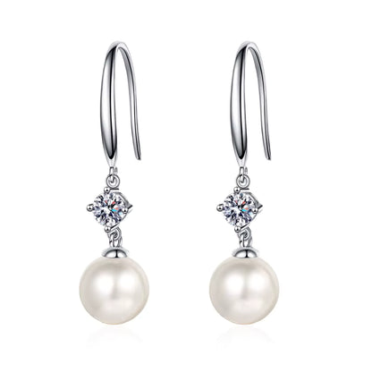S925 Sterling Silver 0.3 Carat Moissanite & Freshwater Pearl Stud Earrings – Elegant Korean Style Daily Jewelry for Women Zehra