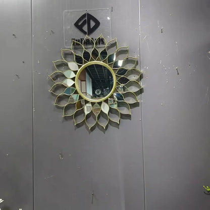 American Light Luxury Metal Wall Mirror – Stylish Hanging Decor for Porch, Living Room, Dining Room, and Background Walls