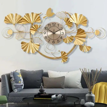 Large Nordic Luxury Metal Wall Clock – Modern Hanging Clock for Living Room, Bedroom, and TV Wall Decor