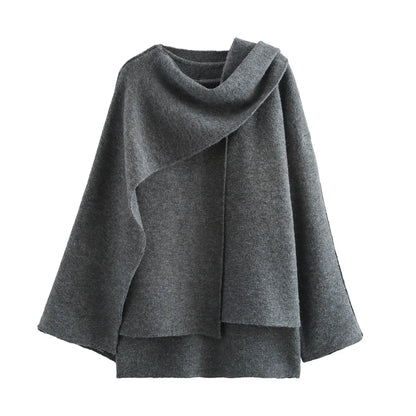 Women's Cape-Style Cropped Coat – Vintage Long Sleeve Chic Outerwear Clara