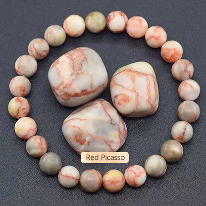 8mm Natural Stone Beaded Bracelet | Fashion Crystal Elastic Stretch Jewelry Gift Nia