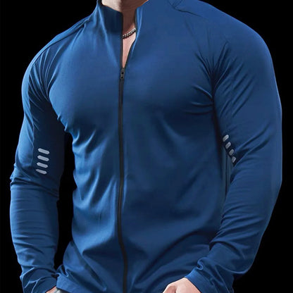 Men’s High‑Elastic Slim‑Fit Training Jacket – Quick‑Dry Long‑Sleeve Sports Top for Running & Cycling
