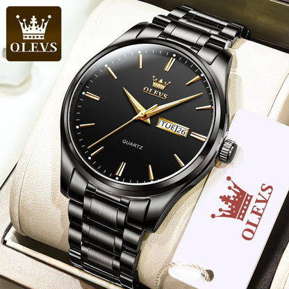 OLEVS 6898 Quartz Wristwatch: Hot-Selling Affordable Steel Strap Watch for Men | Waterproof, Week Display, Business Style