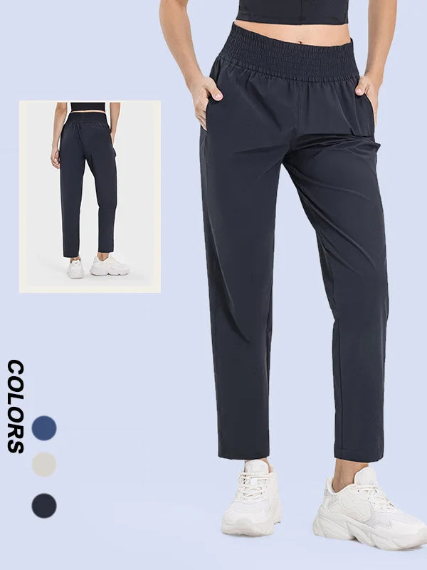 Women Quick-Dry Gym Jogger Pants With Pocket Fitness Running Wear Breathable Solid Pattern Adult Size