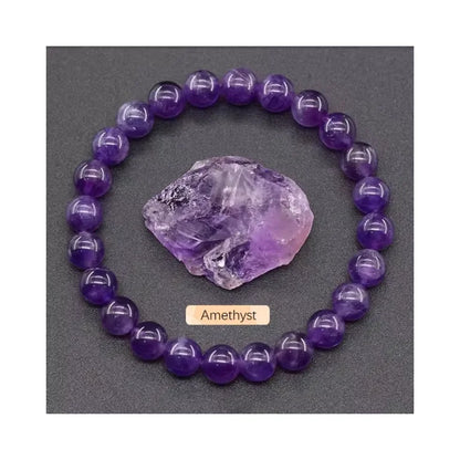 8mm Natural Stone Beaded Bracelet | Fashion Crystal Elastic Stretch Jewelry Gift Nia