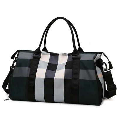 Nylon Travel Bag for Women – Designer Weekend Handbag with Zipper Closure, Gym, Yoga, and Carry-On Tote
