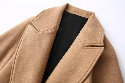 Elegant Long Sleeve Fall Overcoat – Women's Belted Vintage Coat Audrey