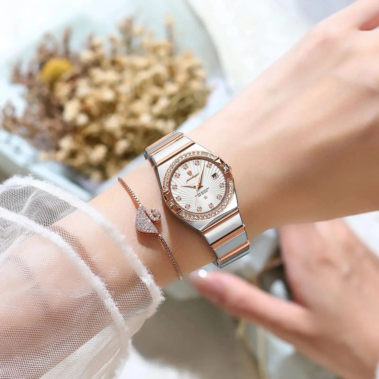 POEDAGAR 302 Women's Watch – Fashion Elegant Diamond Bracelet Quartz Wristwatch, Stylish Ladies Watch