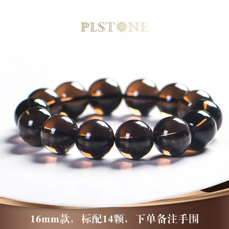 Natural Smoke Citrine Crystal Bracelet – Gold Bangle for Men and Women, Perfect Birthday Gift or Couple’s Jewelry