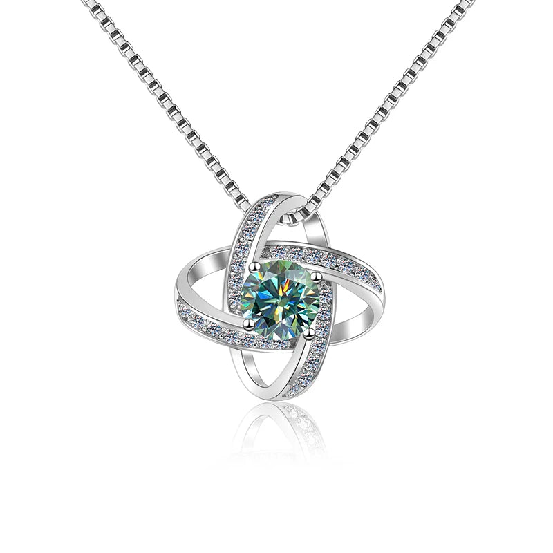 Fine Glamorous Jewelry: 1CT Round Cut VVS1 Blue Moissanite Pendant Necklace in S925 Sterling Silver – Perfect Women’s Gift