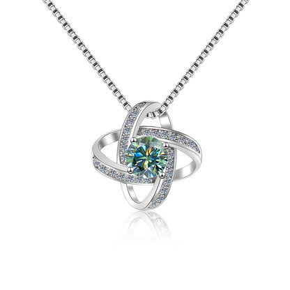 Fine Glamorous Jewelry: 1CT Round Cut VVS1 Blue Moissanite Pendant Necklace in S925 Sterling Silver – Perfect Women’s Gift