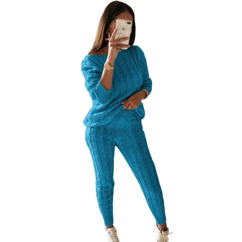 Women's Multi-Color Turtleneck Sweater Set - Drop Shoulder Knitwear for Comfortable Fall Fashion Lavinia